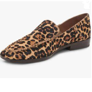 YDN Leopard Chunky Low Heeled Loafer Closed Squared Toe Slip On Office Shoes
